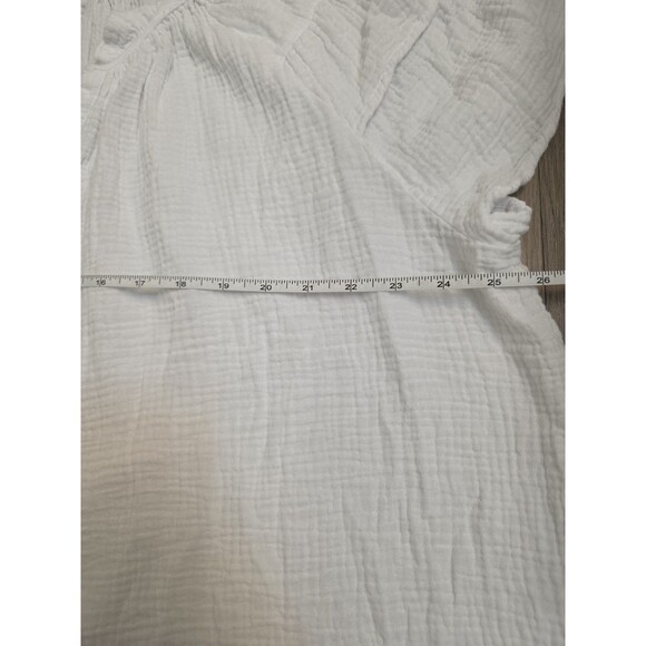 Joie 3X White Crinkle Gauze Boho Flutter Sleeve Peasant Top Blouse Plus Size - Picture 5 of 11